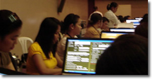 Rona May assisting a passport applicant