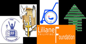 Logo collage of PCFFD, CCBC Deaf Ministry, WDAF, Liliane and HWNSI