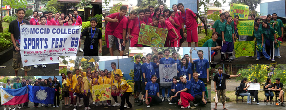 Photo Collage of teams and activities during sports fest opening program