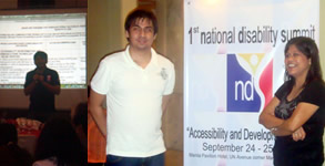 Collage of photos from disability summit with Mark and Ms. Tess of Liliane