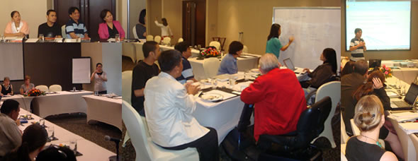 Collage of workshop activities including Sir Jojo's presentation.