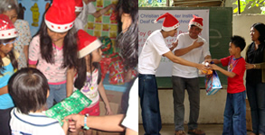 Collage of photos during share-a-toy activity in Quezon and Rizal.