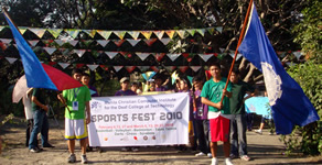Opening Ceremony banner and flags