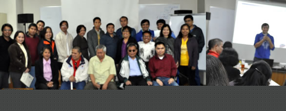 Participants of the web forum in photo op/Sir Jojo gives his lecture.